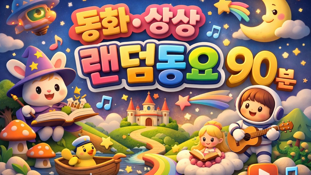 동화·상상 랜덤동요 90분 🎵 아이 감성 자극 | 유치원·어린이집 연속재생 플레이리스트
