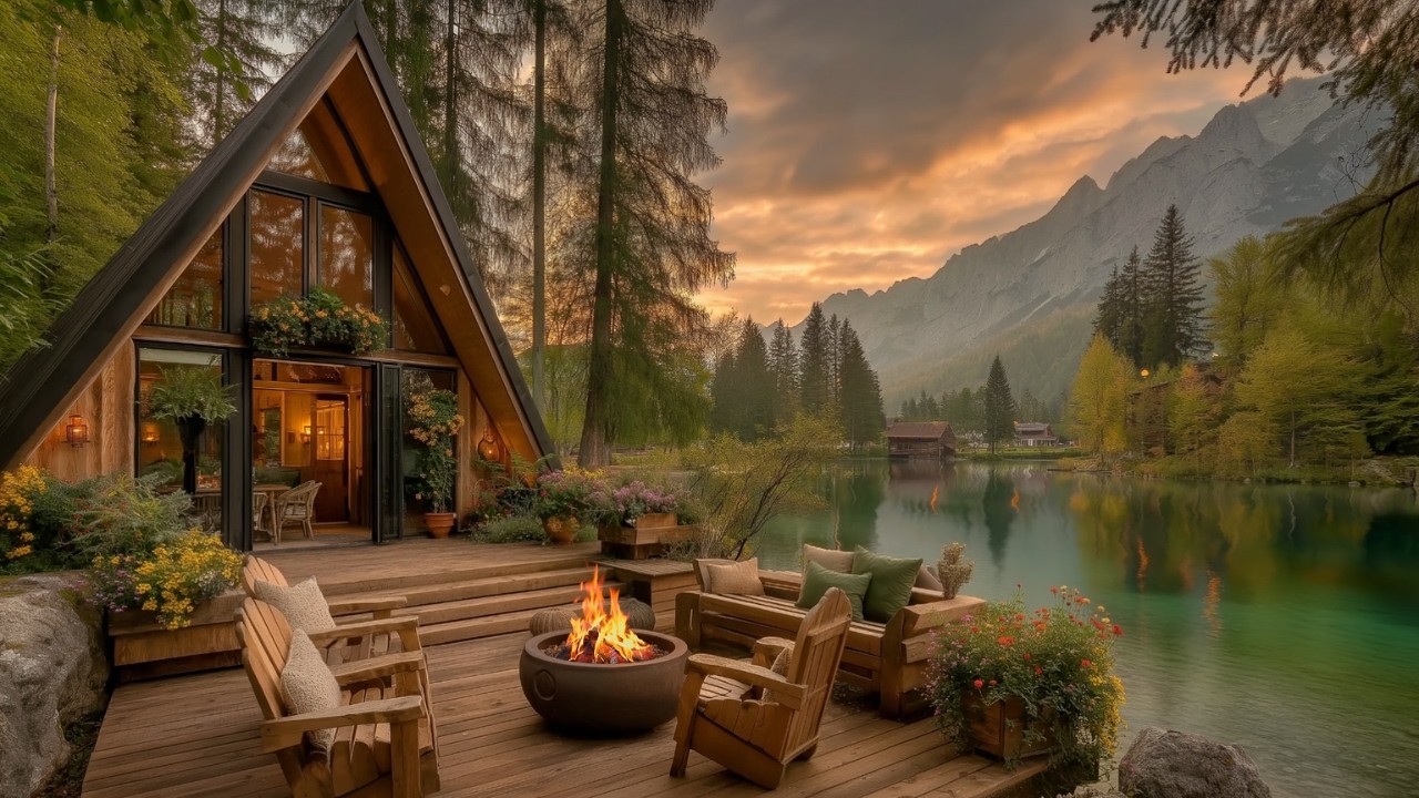 You’ll Love This Spring Morning | Cozy Lakeside Cabin with Nature Sounds & Fire Pit Ambience