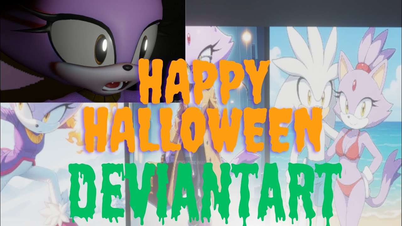 Blaze The Cat looks looks at DeviantArt on Halloween!