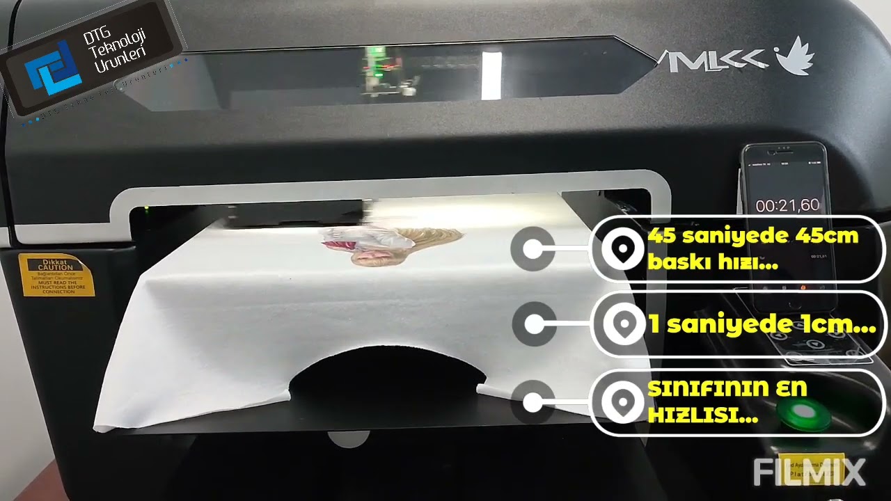 DTG iPrint-S Tshirt Printer ile 45 saniyede 45 cm