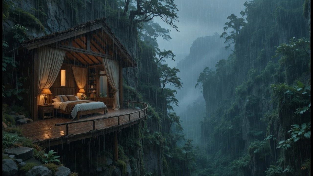 Calm Your Mind with Rain 🌲 Soft Rain on Forest Cabin Roof for Sleep & Anxiety Relief