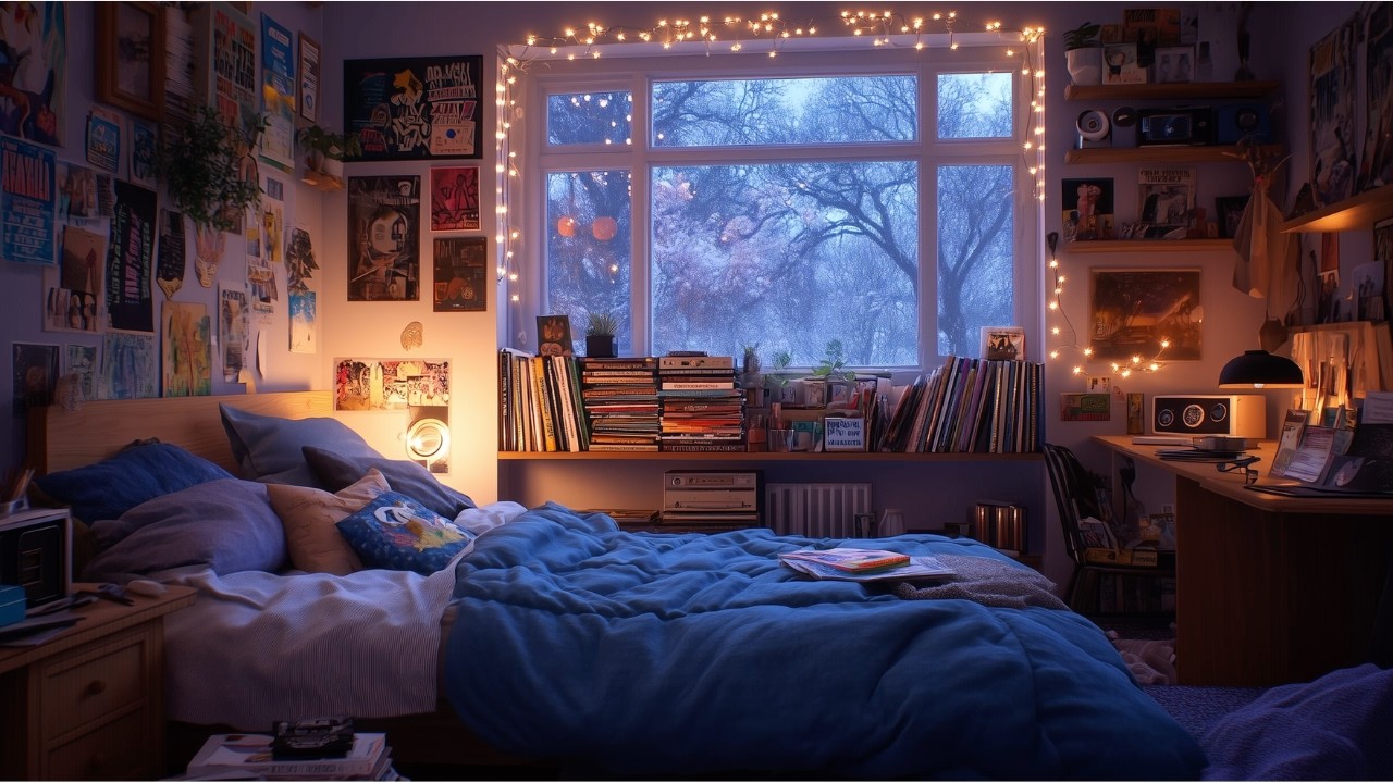 Fall Asleep to a Thunderstorm in a Cozy Retro Bedroom — 8 Hours | Heavy Rain & Thunder Sounds