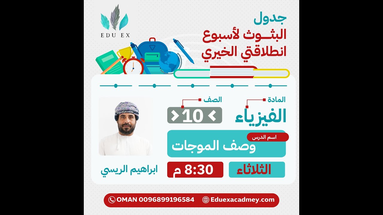 📘 فيزياء | ✴️ وصف الموجات | 🎓 أ. ابراهيم الريسي | 🏫 الصف العاشر | edu ex