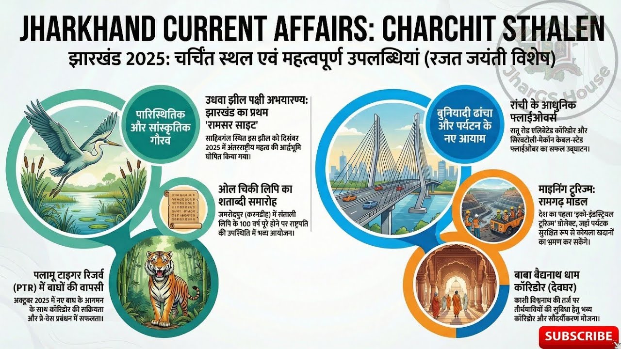 📍 Jharkhand Current Affairs 2025 : चर्चित स्थल🔥 JPSC • JSSC • Jharkhand GK | JharGS House