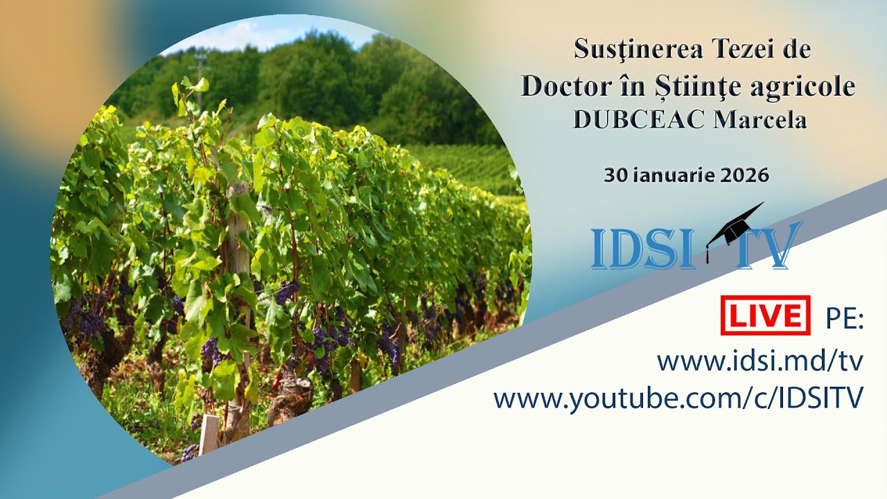 30.01.26, 14:00 | Susţinerea Tezei de Doctor în Știinţe agricole - DUBCEAC Marcela