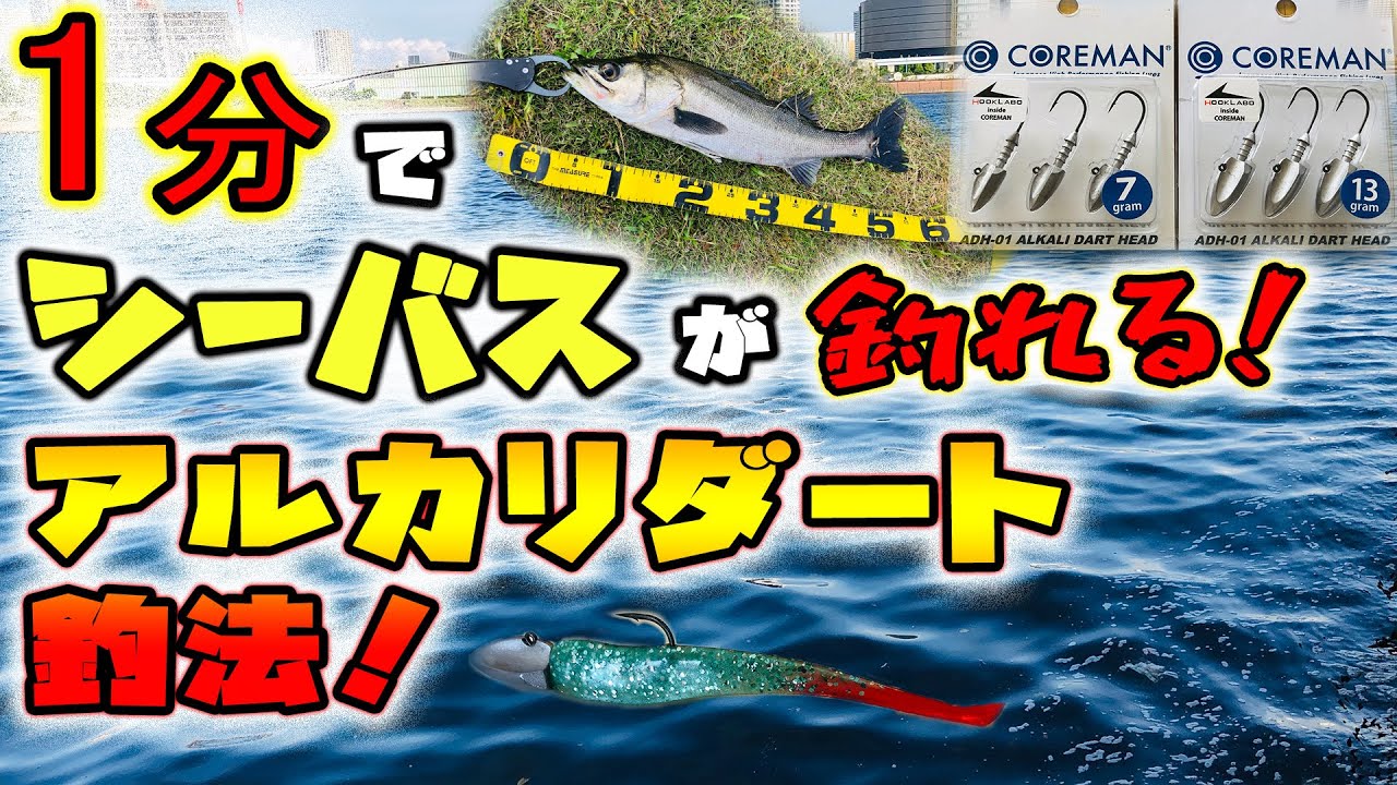 １分でシーバスが釣れるアルカリダート釣法！ - デイゲーム潮止まりの寝ぼけシーバスをリアクションバイトで喰わす編 - 東京湾奥デイゲームシーバス