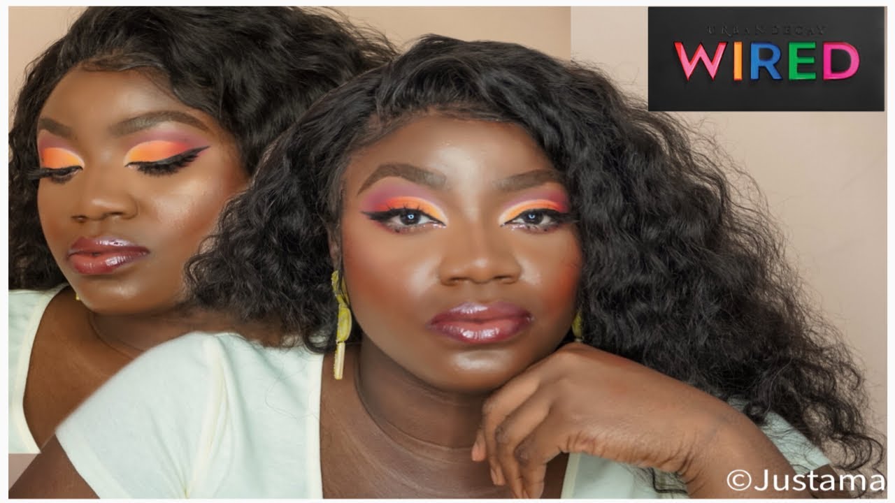 ORANGE SUNSET SUMMER LOOK | URBAN DECAY WIRED PALETTE | REVIEW & TUTORIAL | DARK SKIN APPROVED