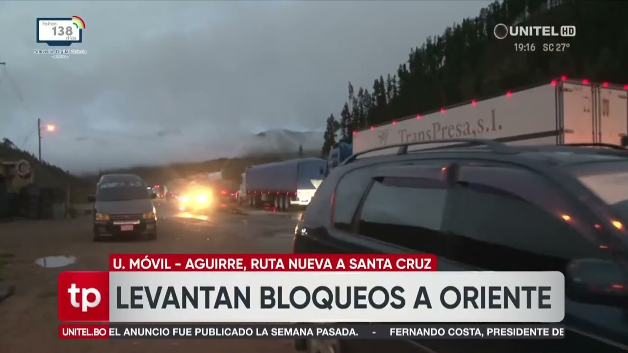 Levantan bloqueos en la carretera nueva Cochabamba - Santa Cruz