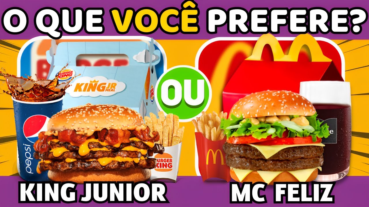 🔄 O QUE VOCÊ PREFERE? VERSÃO: COMIDAS FAMOSAS 〽️👑| jogo das escolhas| Quiz