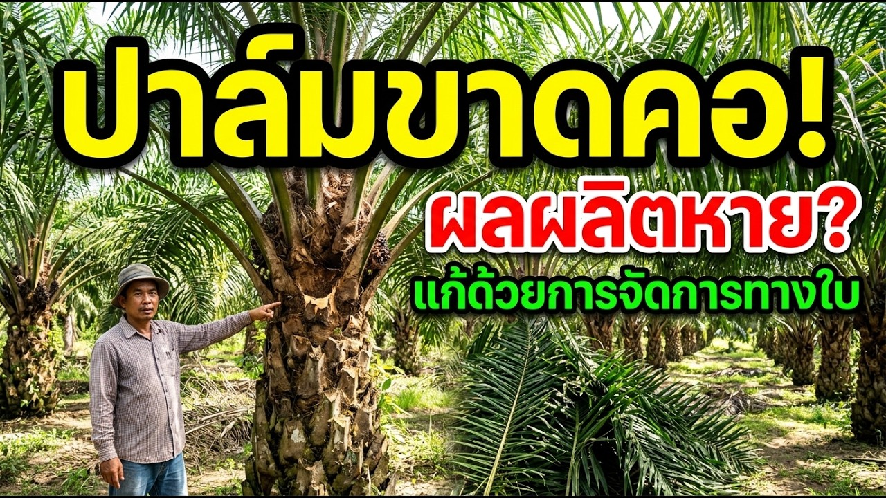 ปาล์มขาดคอ ผลผลิตหาย แก้ที่ต้นเหตุด้วยการ จัดการทางใบ และ กองทางปาล์ม
