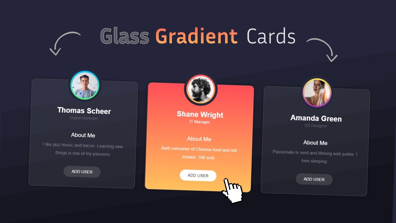 Stunning Glassmorphism Gradient Card Hover Effect | HTML, CSS