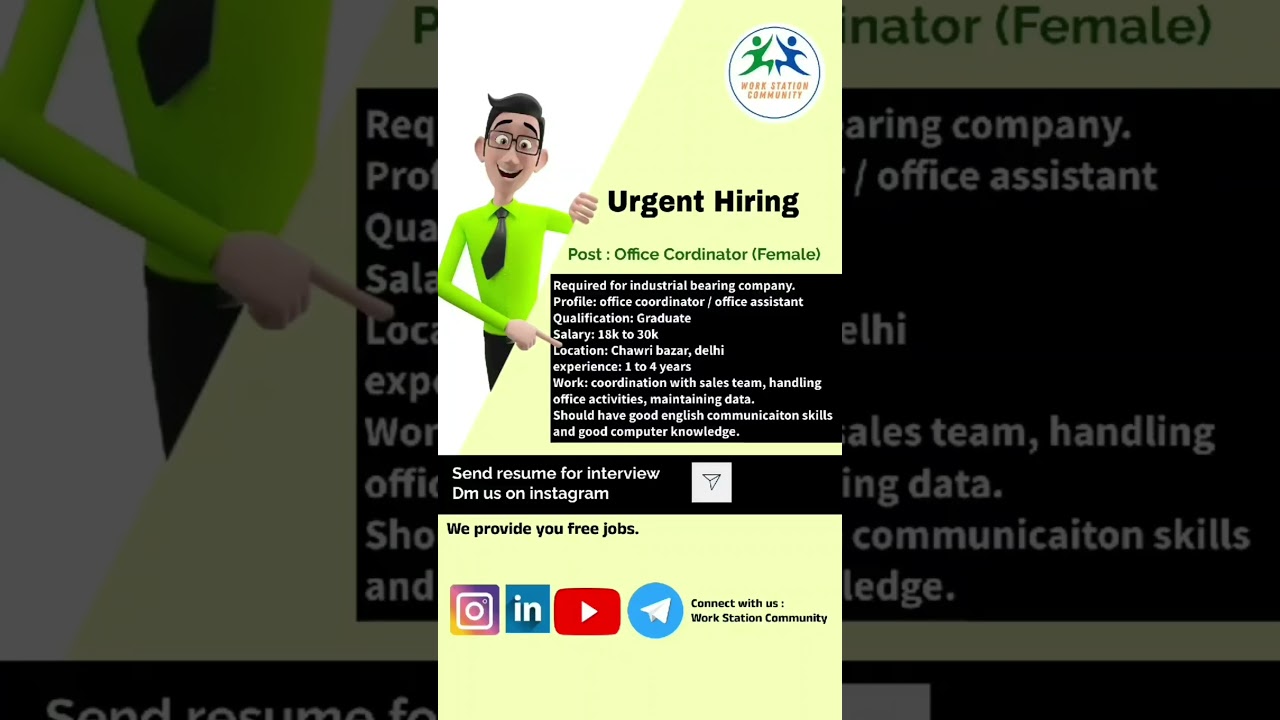 Dm your updated resume on Instagram #officecordinatorjob #delhijobs #jobindelhincr #shortsvideo