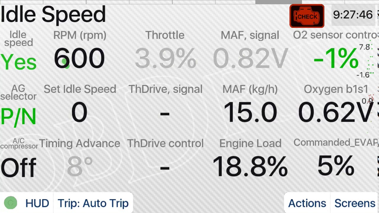 E320 1995 HFM Engine Stats at Idle