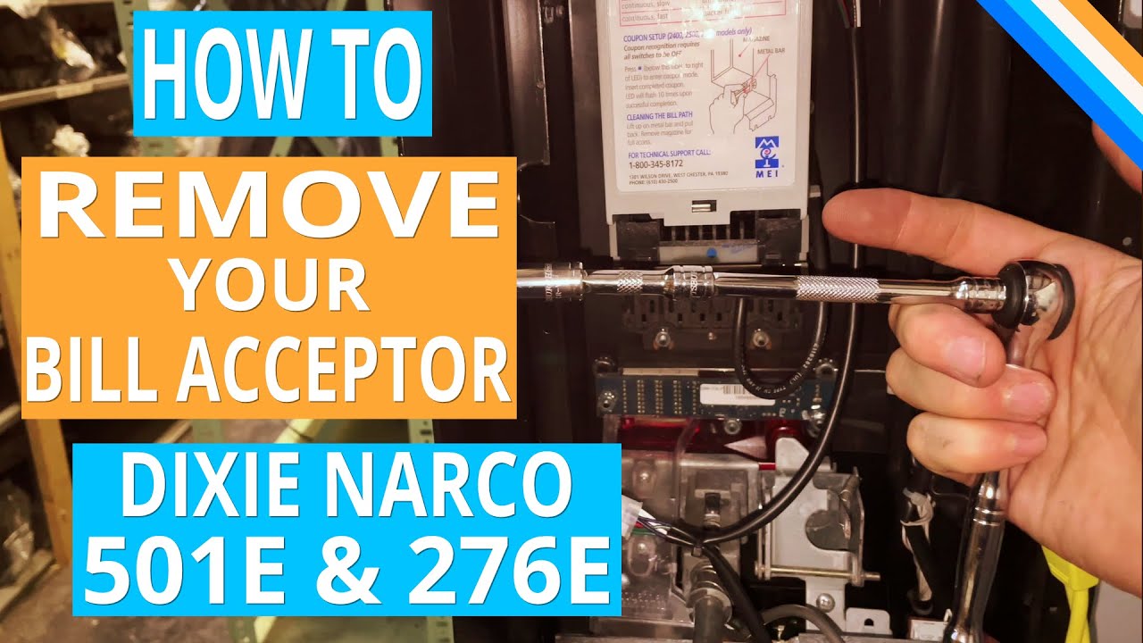 Dixie Narco 501E & 276E Vending Machine - How To  Remove A Dollar Bill Acceptor