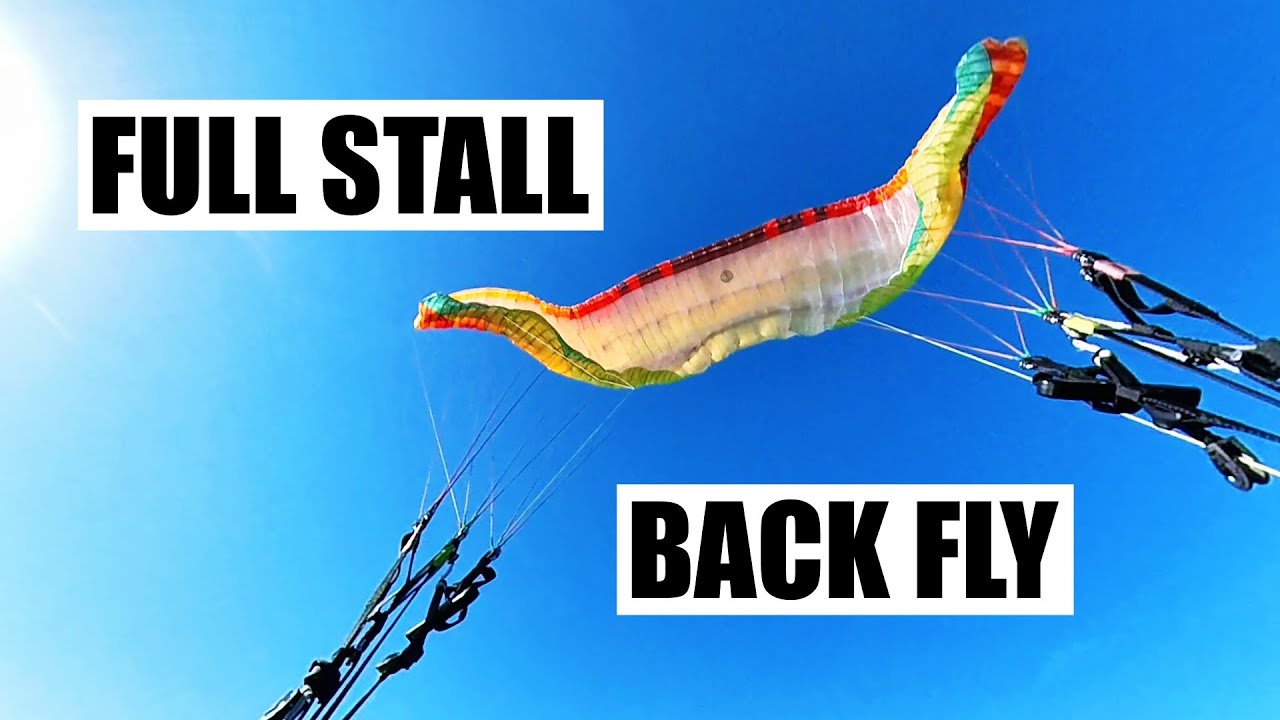 Full stall & back fly on a paraglider
