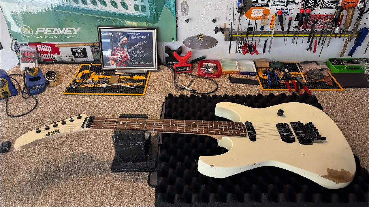 The ESP Custom Shop George Lynch Tiger Distressed Vintage White walk around!!