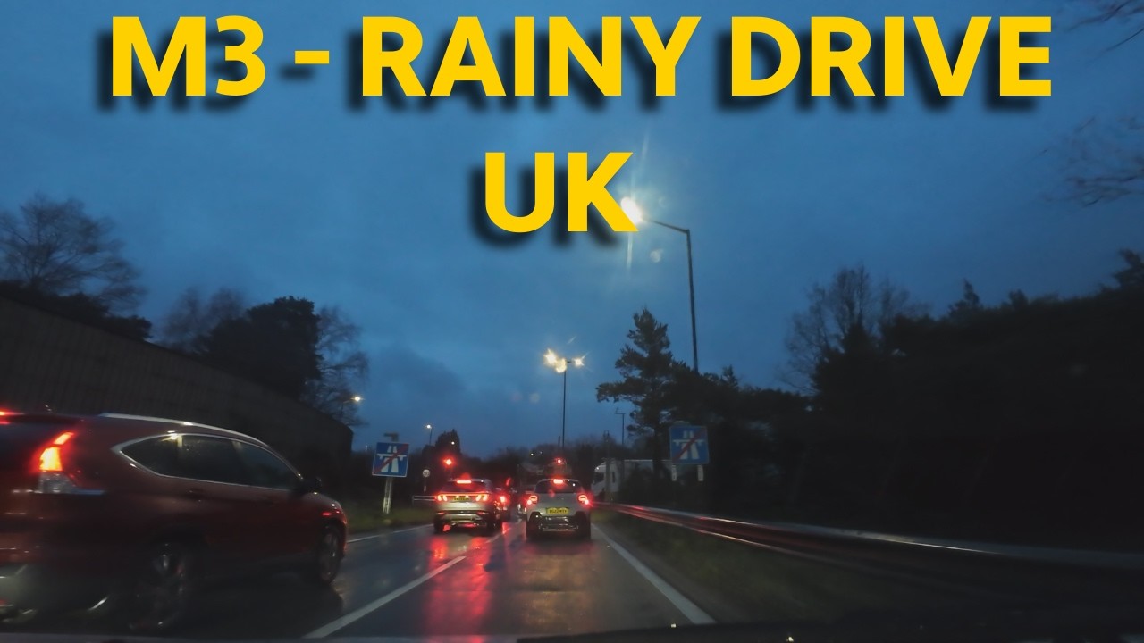 Rainy Night Drive on the M3 Motorway UK 🌧️ | Relaxing POV Driving in Heavy Rain #pov #uk