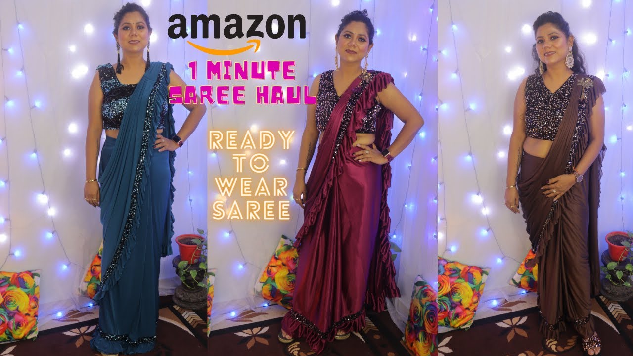 My First Amazon Saree Haul|Ready to wear Saree|How to wear 1minute Saree?|Demo & Review