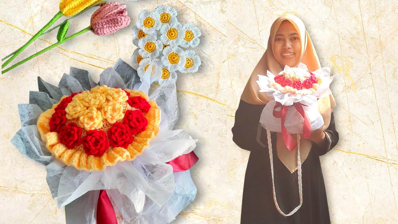 Crochet || Tas Buket Bulat Rajut || 💐Bouquet Bag 💐