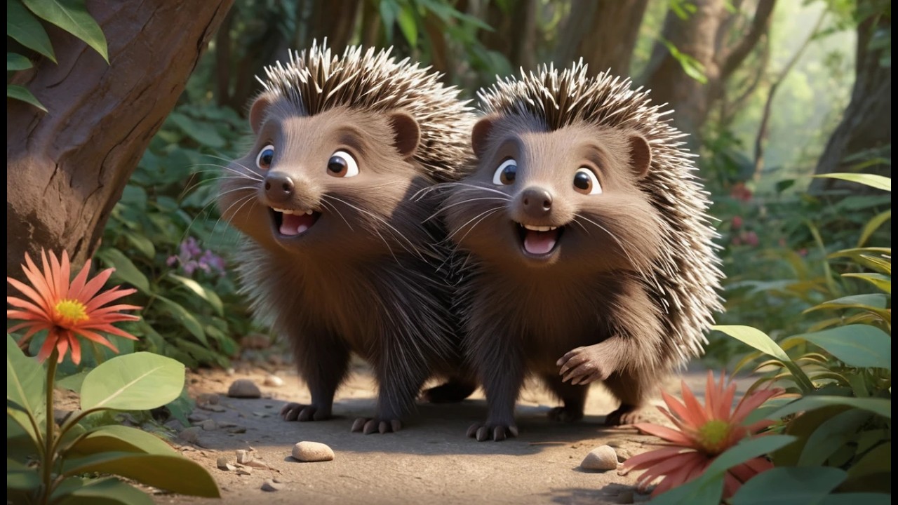 Fünf kleine Stachelschweine erkunden den Wald | Spannende Tierlieder für Kinder