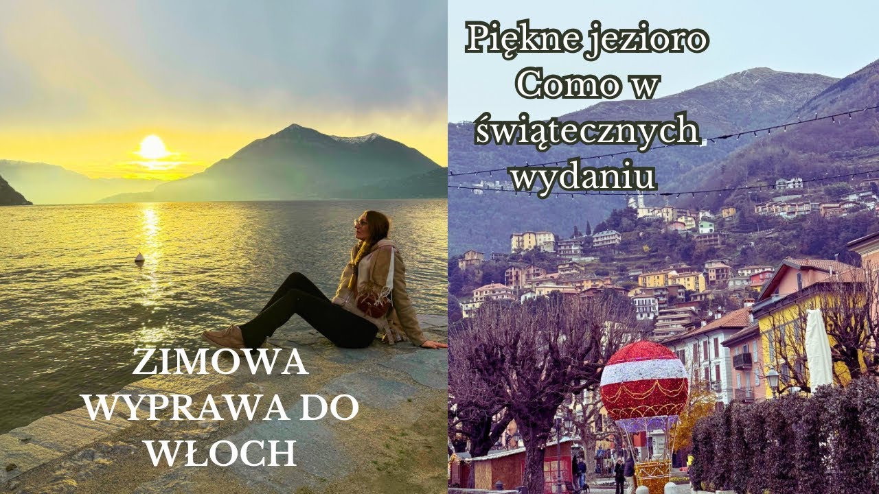 Zimowe, świąteczne jezioro Como, Atrakcje w Belamo we Włoszech, Mediolan, Bergamo. 