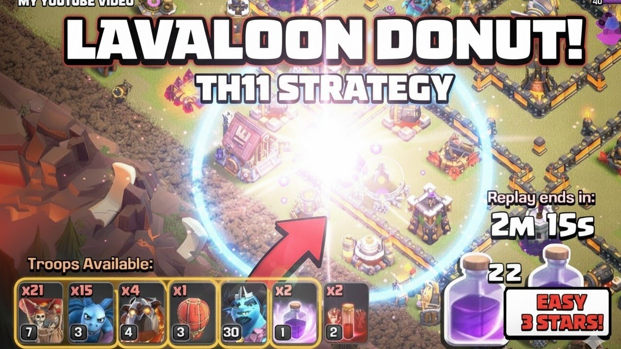 Th11 donut lavaloon with 1 hero 