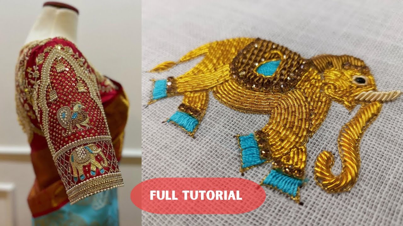 Aari work Elephant Design Tutorial || Blouse design || #aariembroidery2_0 #aariwork
