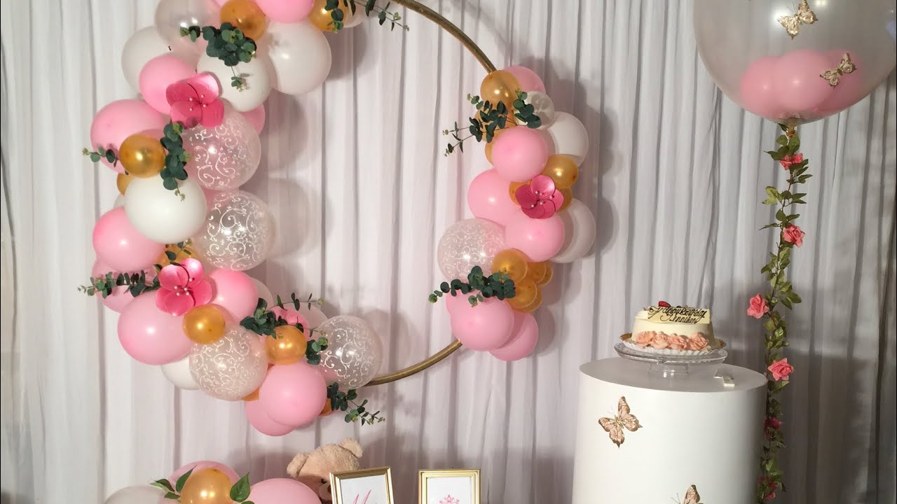 Como hacer hula hula orgánico con globos 🎈fácil redondo circular de fiestas y mariposas 🦋