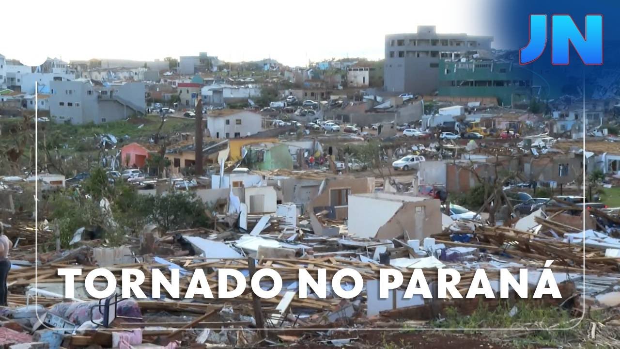 Jornal Nacional: moradores relatam desespero após tornado destruir cidade no interior do Paraná