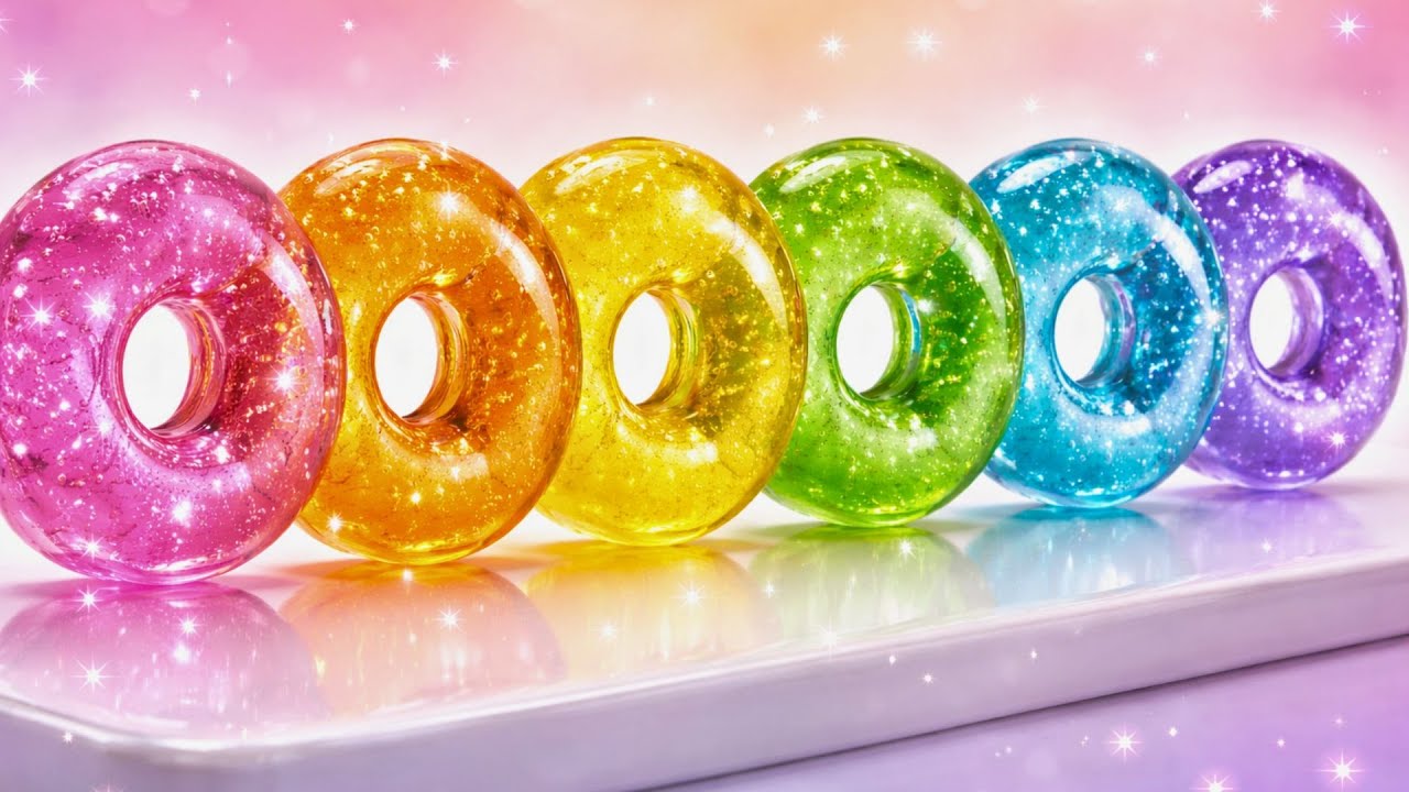 Which Colorful Glass Donut Would You Cut First? 🌈 Ultra Satisfying ASMR