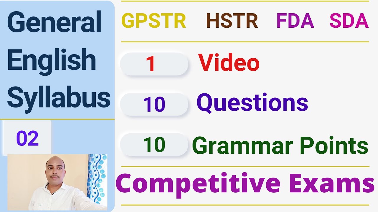 General English Syllabus For All Competitive Exams | GPSTR | HSTR | FDA SDA | English Grammar |