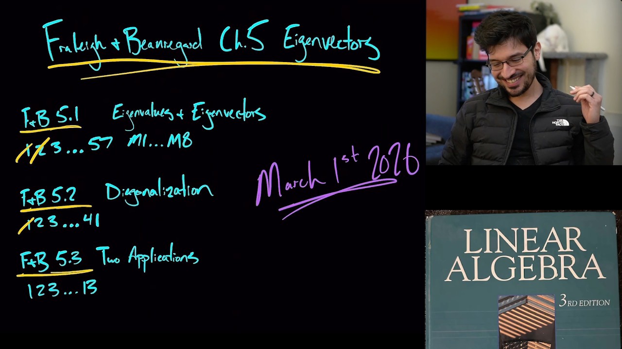Day 20 – Practicing Math Live – Ch 5. Eigenvalues/Eigenvectors (Linear Algebra)