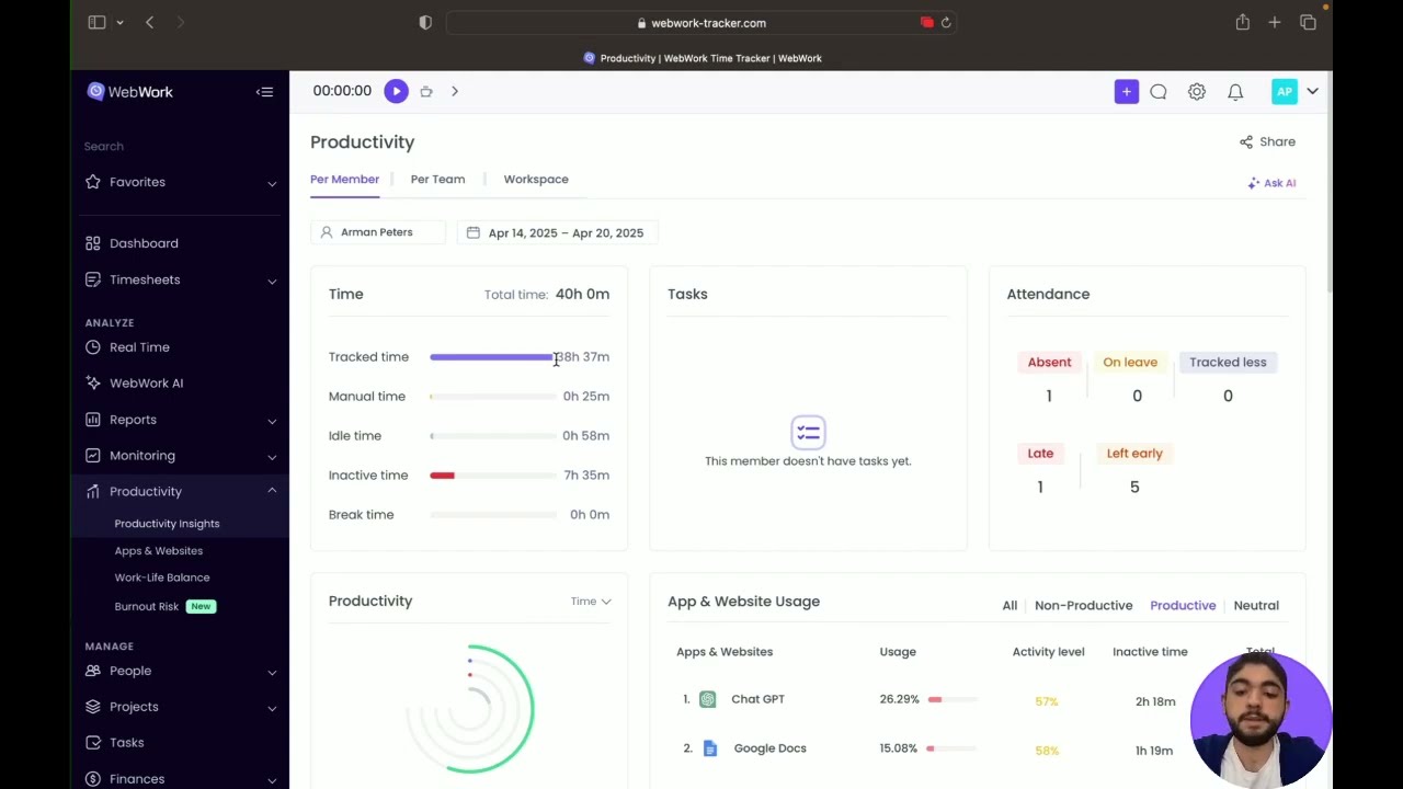 How to track Idle time in WebWork?