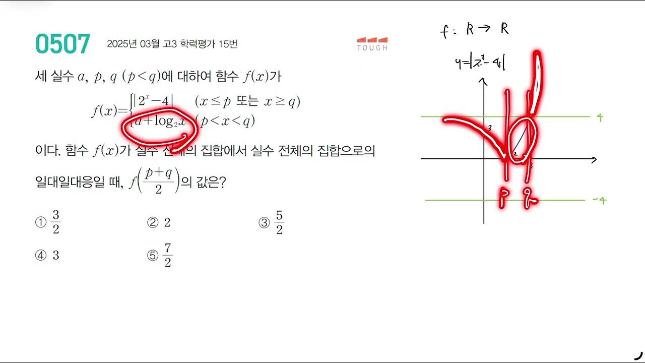 마플시너지 대수 507번│TOUGH│4.지수함수와 로그함수│2025년 3월 고3 학력평가 15번