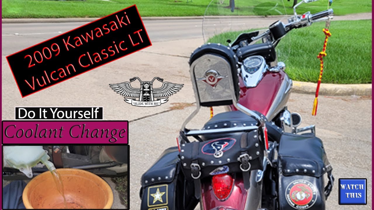 Do it Yourself-Coolant Change --2009 Kawasaki Vulcan VN-900 Classic Lt.   #motorcyclevideos