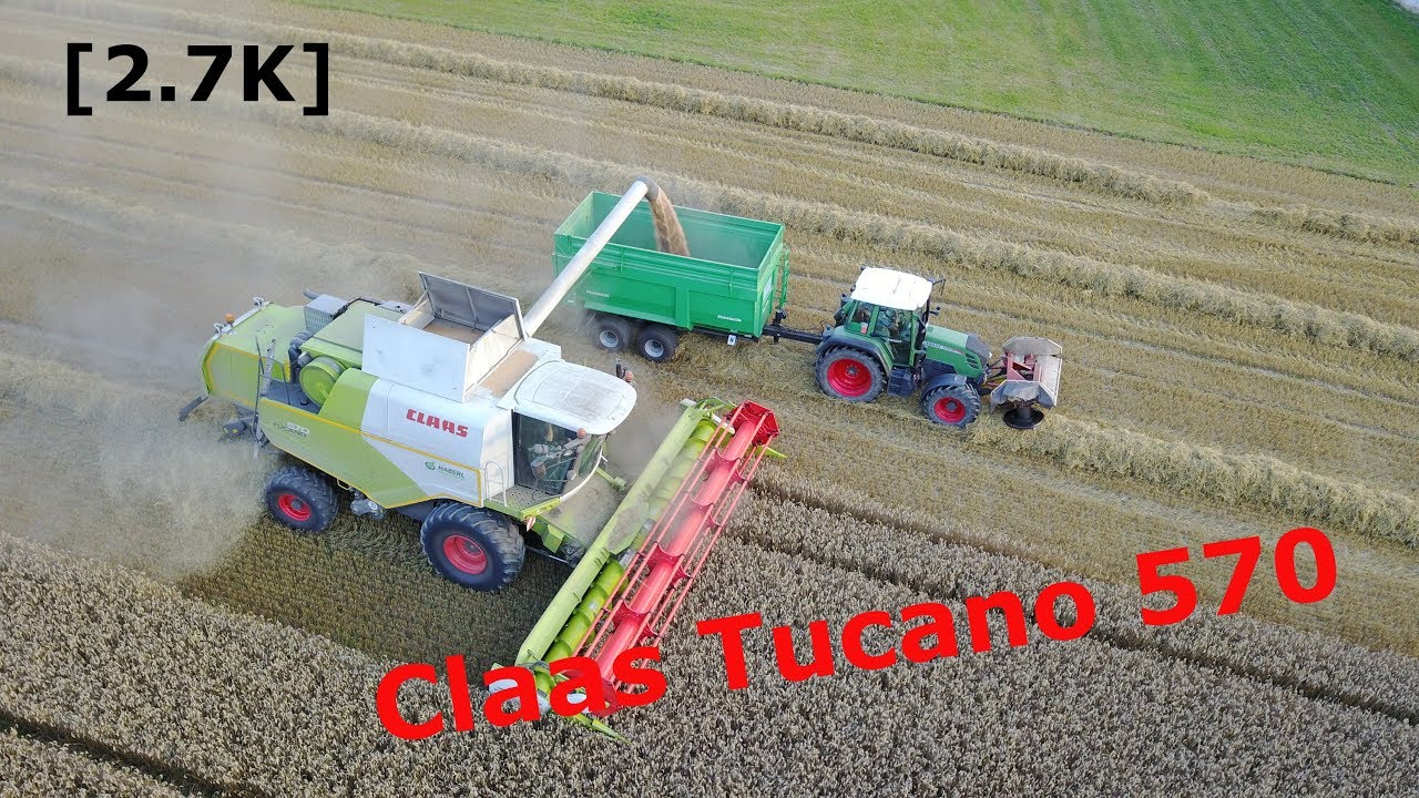 XL CLaas TUCANO 570 Dreschen - Sommer 2017 - by DJIMavicPro | [2.7K]