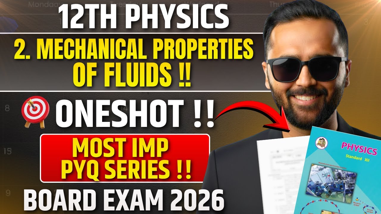 12th Physics MOST IMP PYQ Series|2.Mechanical Properties of Fluids| Board Exam 2026|15 Marks FIX |