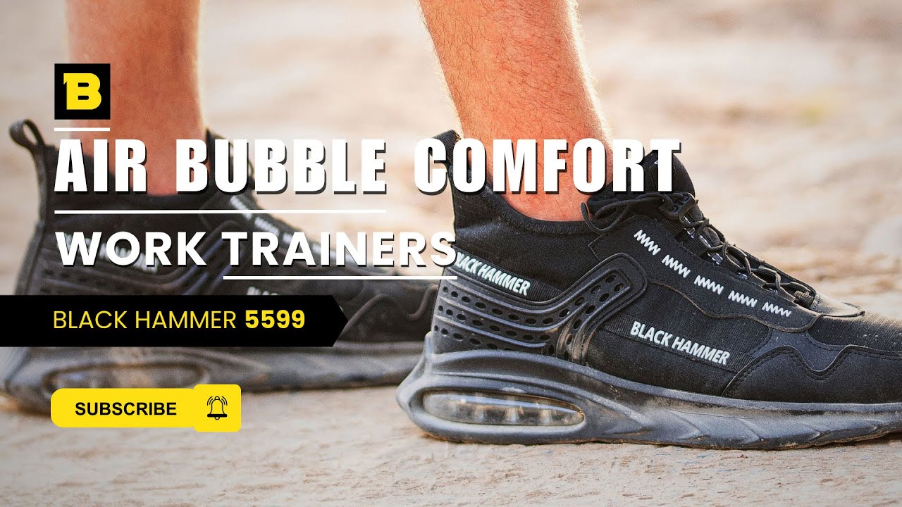 Lightweight Safety Trainers - Air Bubble Comfort, Non-Slip, Steel Toe Cap with Pull Tie Laces 5599