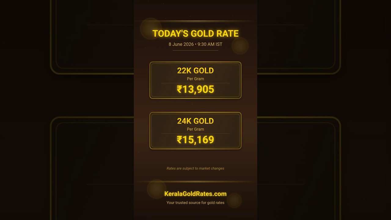 Kerala Gold Rate Today (8 June 2026) 💰 | 22K & 24K Gold Price Today in Kerala #gold #kerala