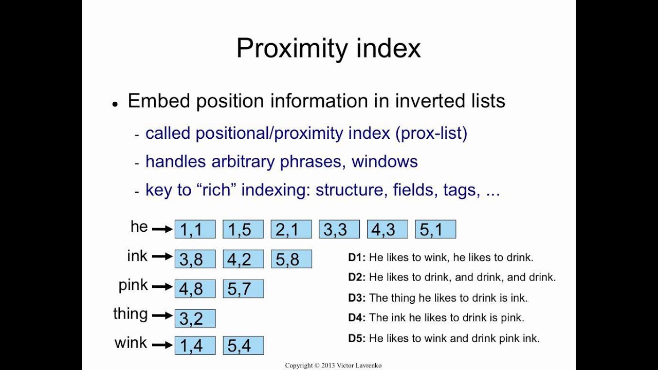 Indexing 4: phrases and proximity