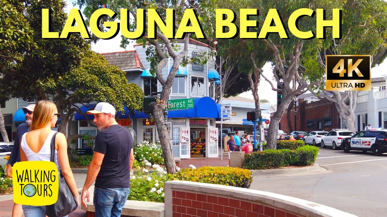 Walking Tour of Downtown Laguna Beach, Orange County, California | 4K Walking Tour