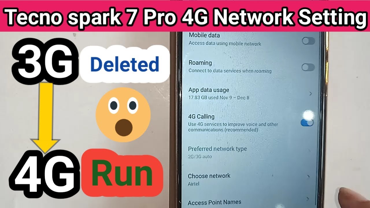 Tecno spark 7 pro 4G network Enable