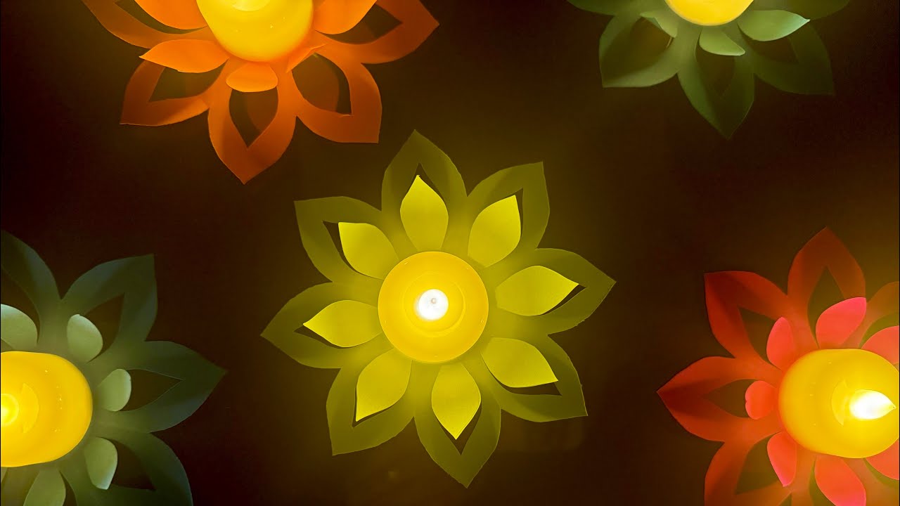 DIY Lotus Paper Tealight Holders | DIY paper tealight candle holders for Diwali