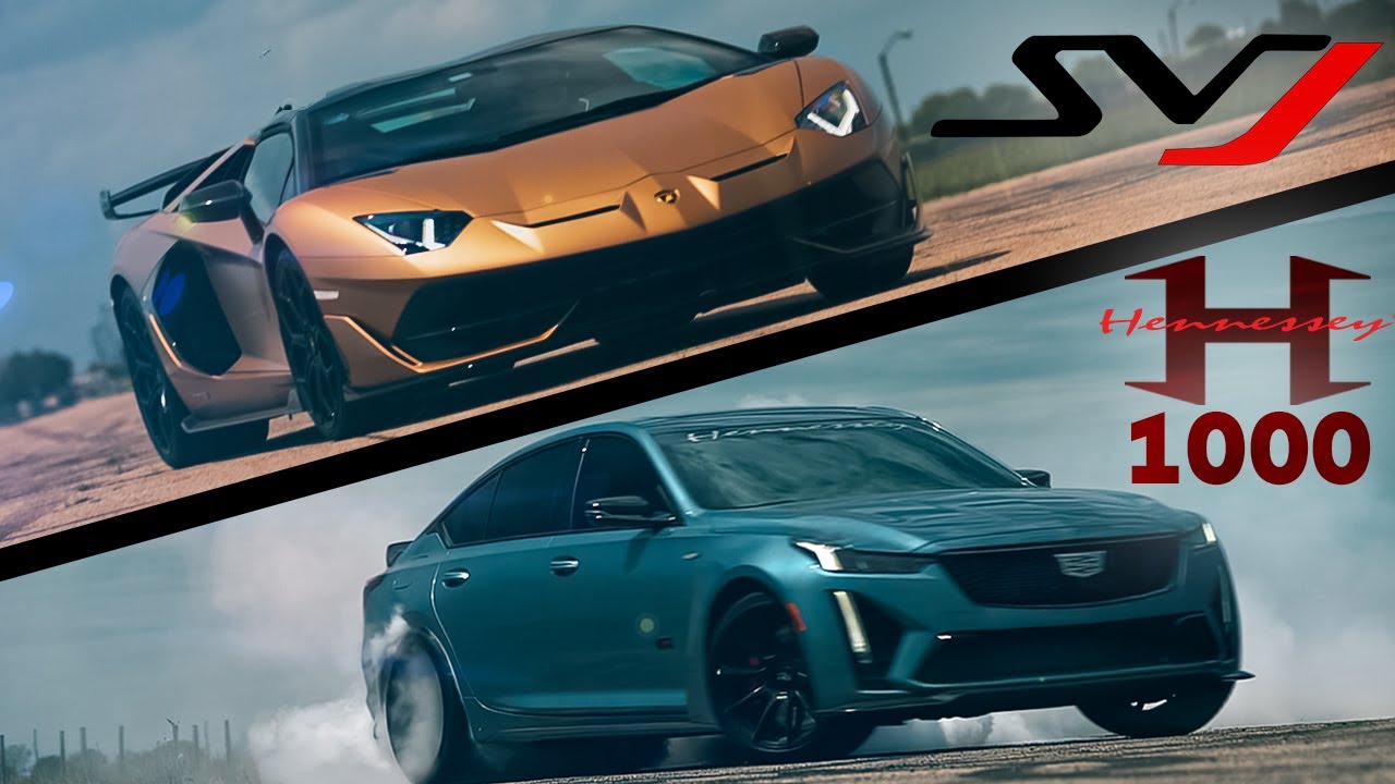 Lamborghini SVJ vs 1000 HP Cadillac 4-Door Sedan by Hennessey