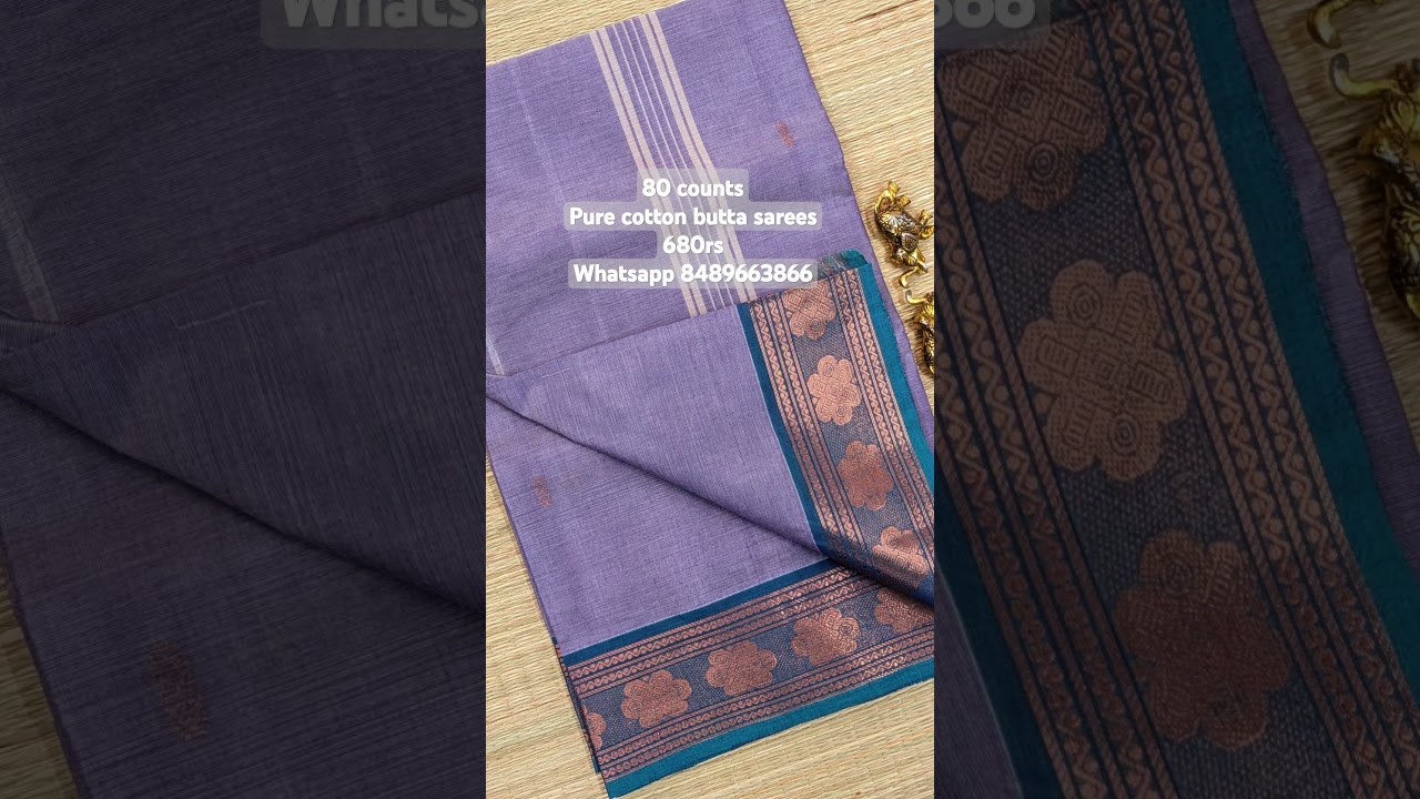 Special quality pure cotton butta sarees | 80 counts | handwoven #buttacottonsaree #purecotton