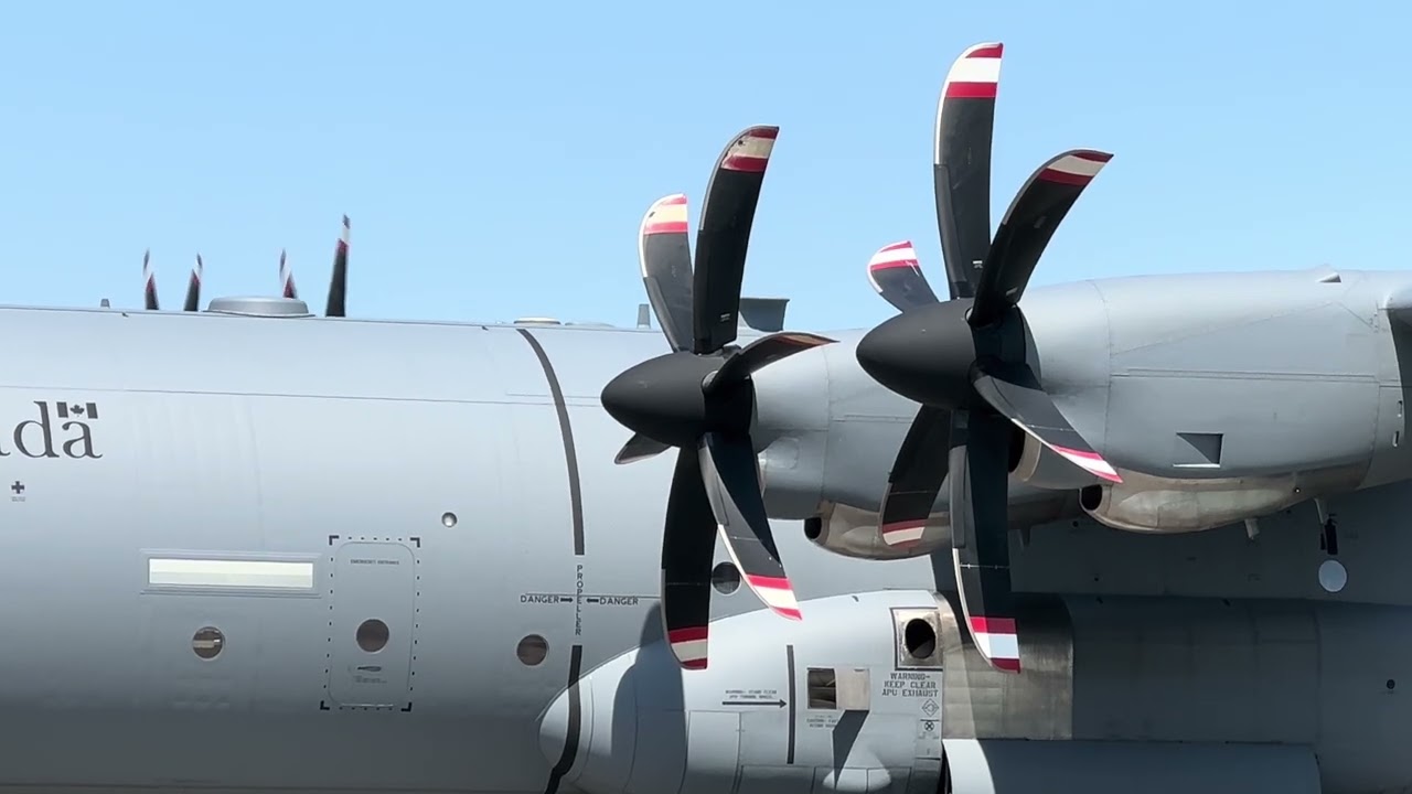 Military cargo plane staring it’s engine @birdseye-view68 