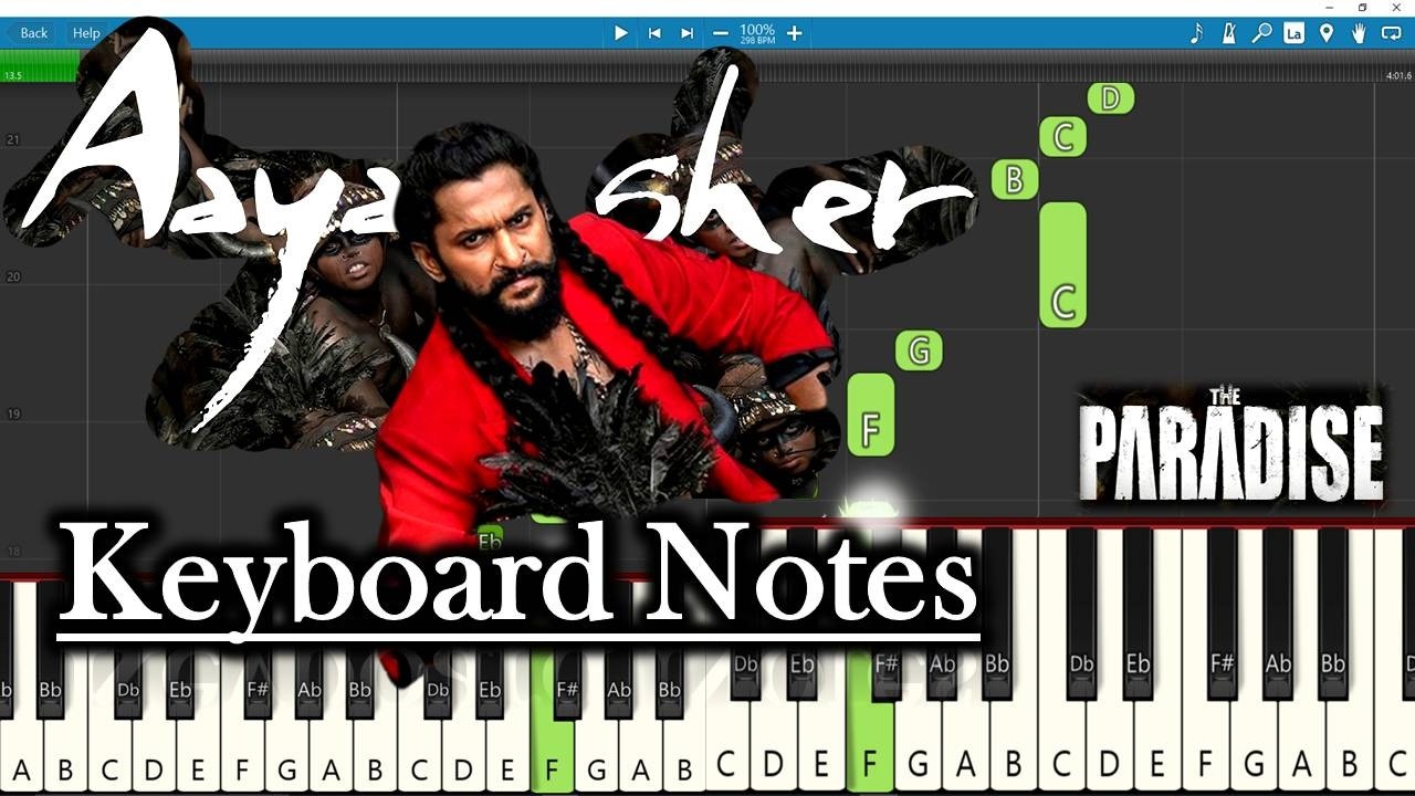 Aaya Sher Song Keyboard Notes 🎹 | Anirudh | Nani | The Paradise | Easy Piano