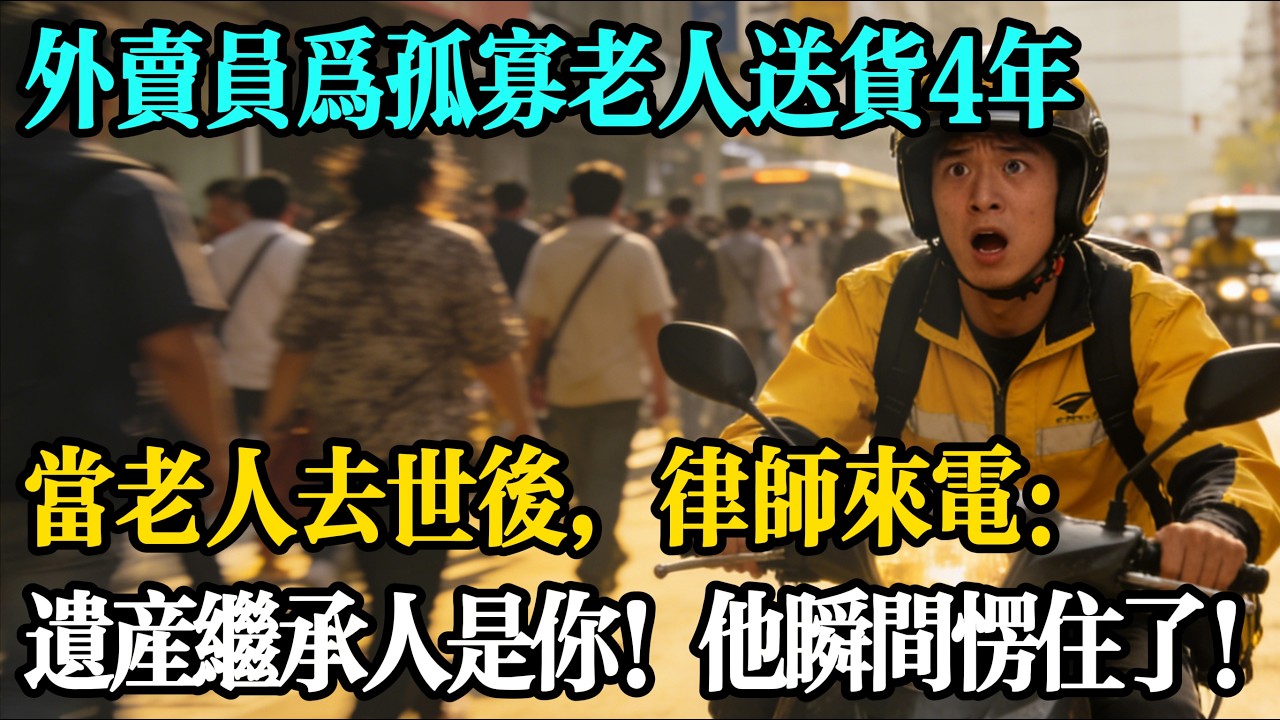 外賣員為孤寡老人送貨4年，當老人去世後，律師來電：遺產繼承人是你！他瞬間愣住了！#民間故事#古早味故事集