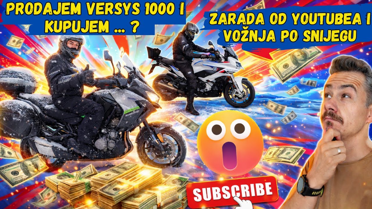Prodajem Versys 1000 / AI Vožnja po snijegu / Zarada od YouTube-a