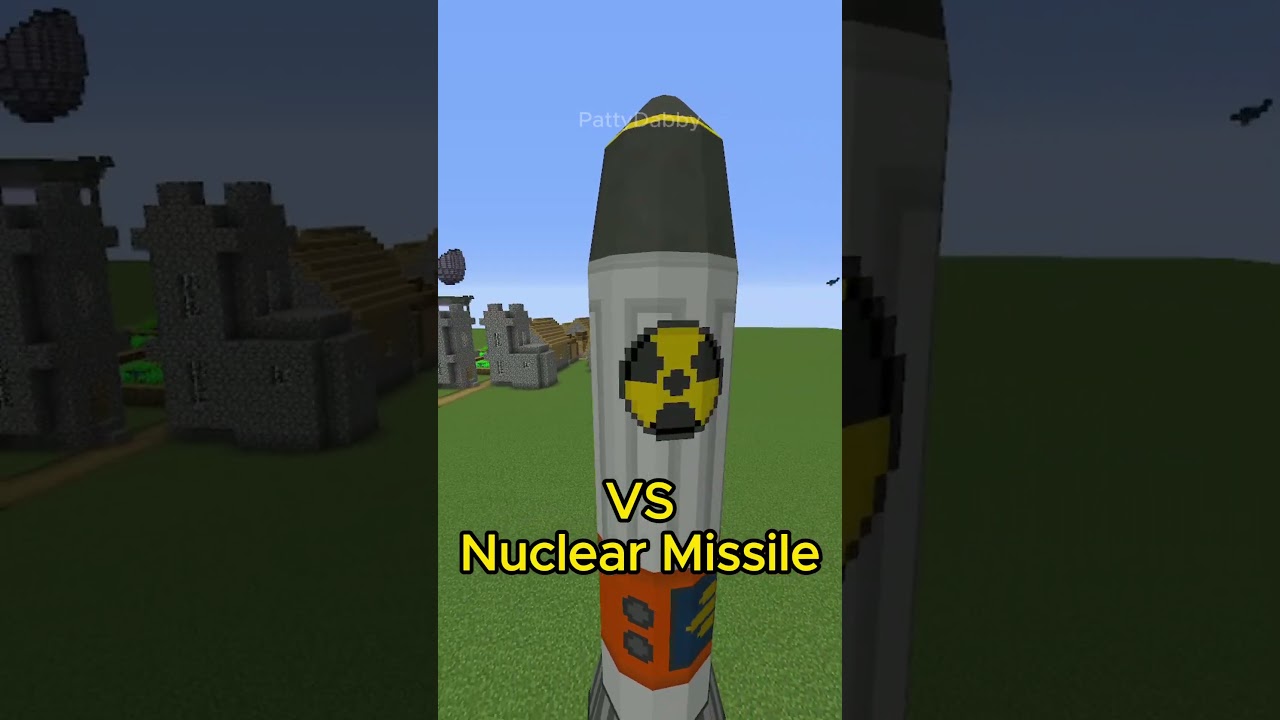 Vilager VS Nuclear Missile #minecraft #hbm #minecraftnuclear mod #minecraftnukes #hbmmod